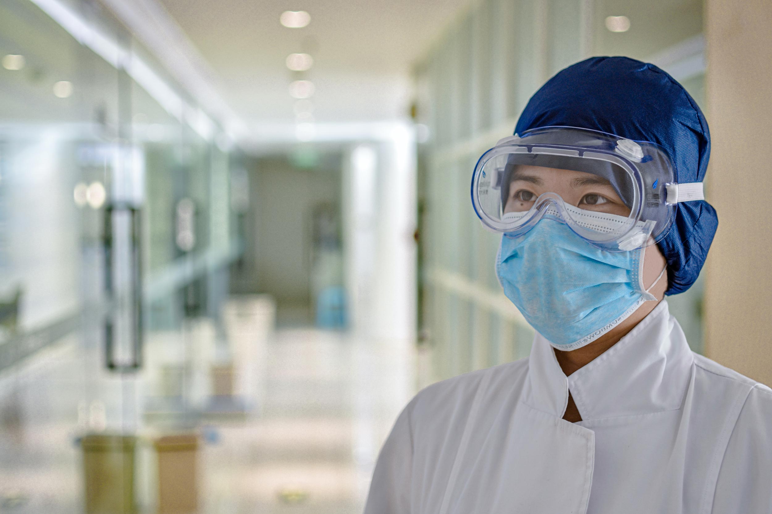 a doctor in a mask and goggles